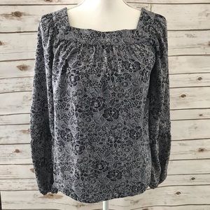 💚LC LAUREN CONRAD Floral Poet Sleeve Blouse